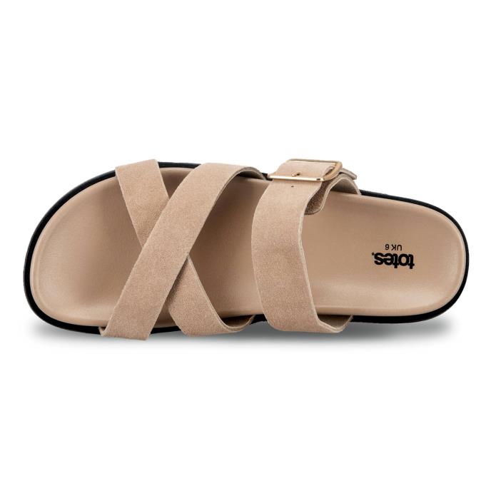 totes® Ladies Suede Cross Strap Sandal Sand Extra Image 4